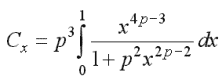 C_x=\int_0^1(x^{4p-3})/(1+p^2x^{2p-2})dx