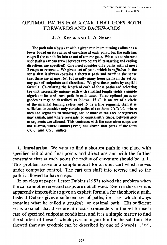 The first page of the Reeds' and Shepp's article